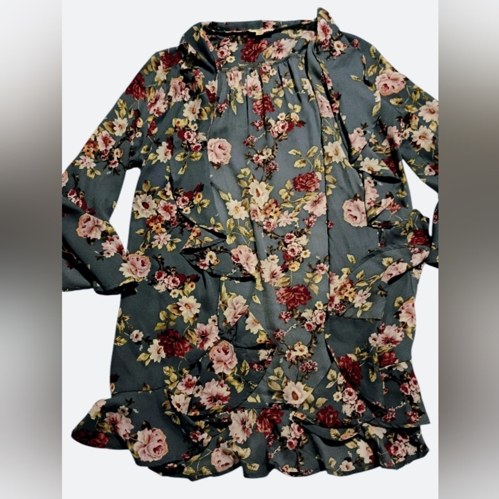 Floral Ruffle Kimono /Tunic /Cardigan by Entro  size S